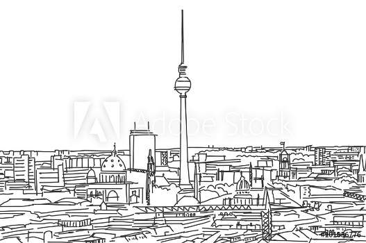 Picture of Auf den Dchern von Berlin Panorama Strichzeichnung